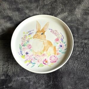 New Celebrate it 10" Easter Ceramic Cake Stand pastel multicolor spring bunny